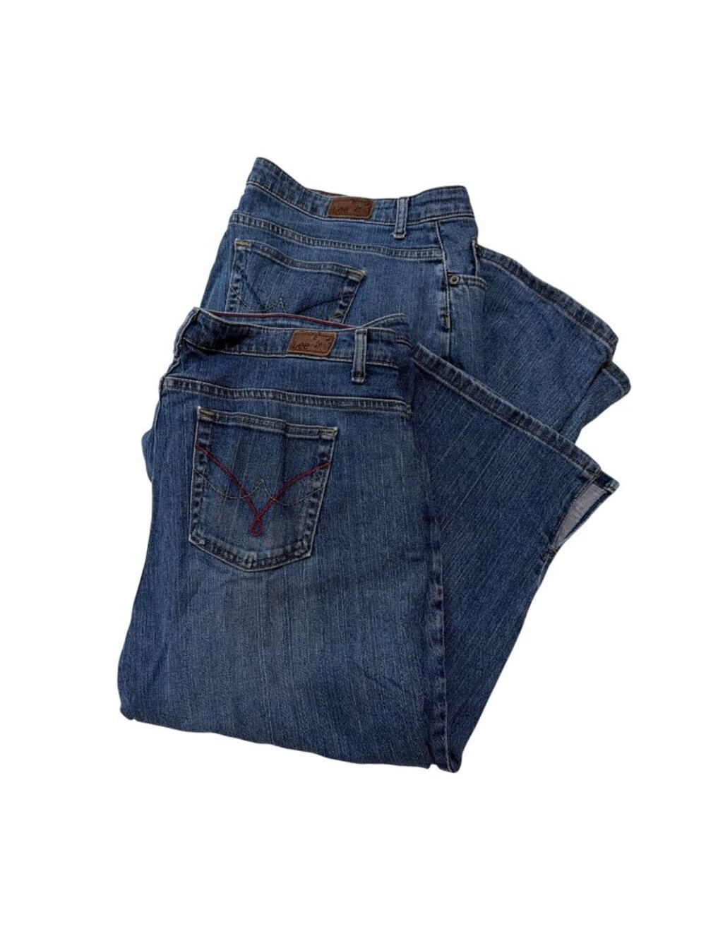 Lee Womens 18W Medium At The Waist Blue Denim Jeans Cotton Blend
